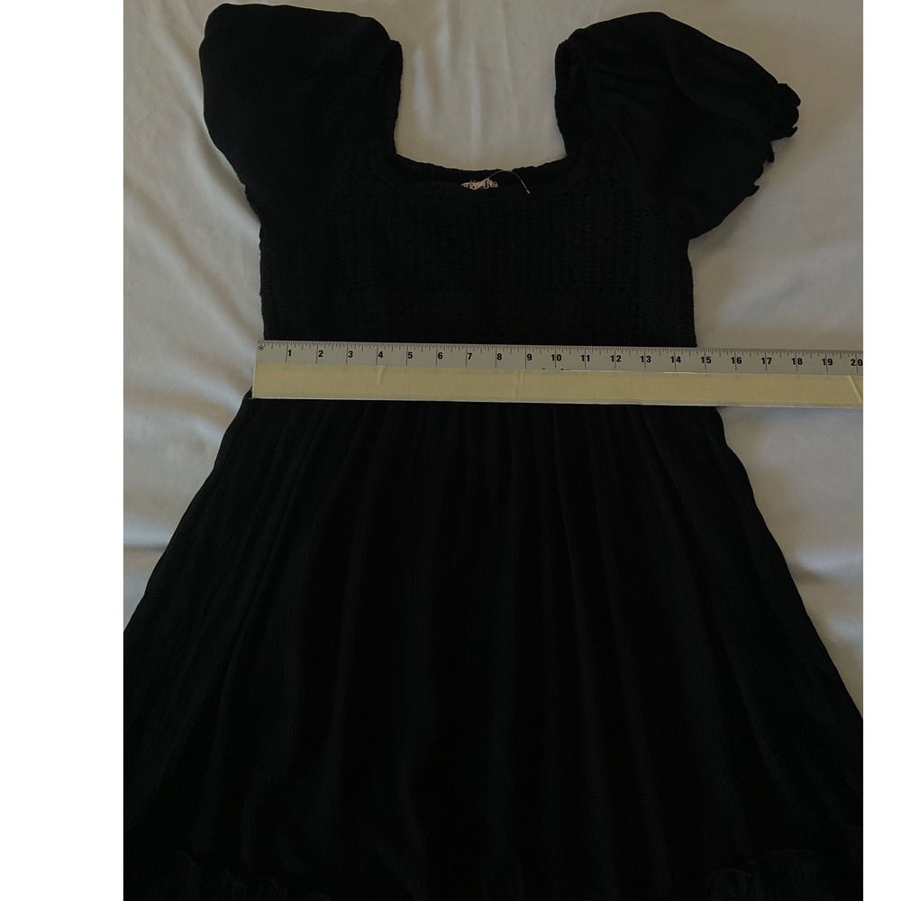 Blush Maternity Dress‎ Medium Black Ruffle Hem Short Sleeve Smocked - Picture 5 of 8